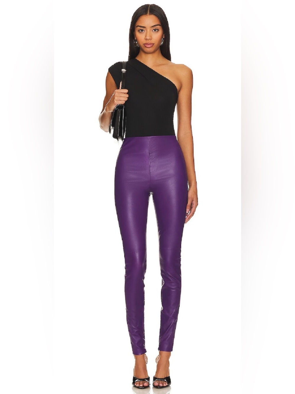 NWT Lovers + Friends High-Rise Purple Faux Leather Skinny Pants